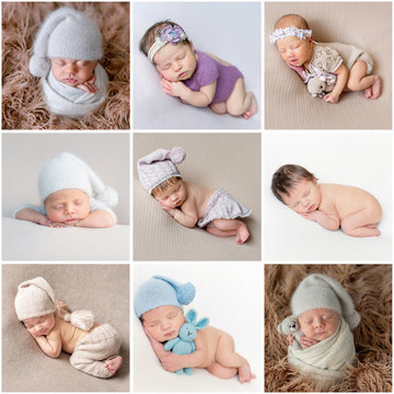 Set of newborn babies