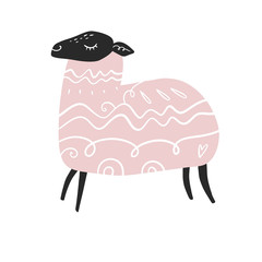 Vector cute simple sheep art illustration
