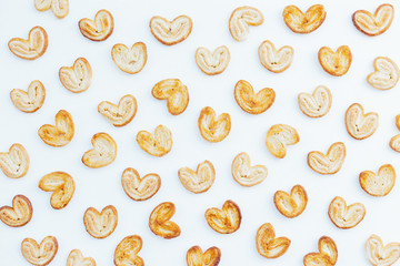 Heart shape cookies on white background