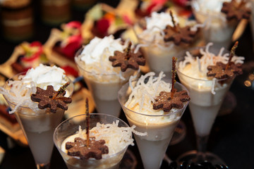 Dessert with chocolate, coffee and coconut