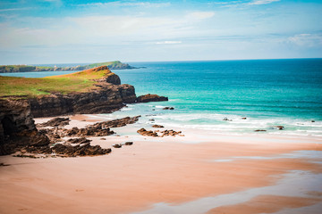 Seaside coast in Newquay, Cornwall
