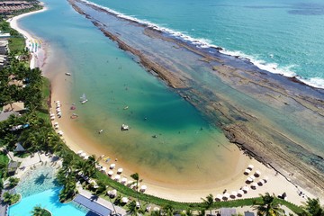 Aerial view of Muro Alto’s Beach, Porto de Galinhas, Brazil: Vacation in the paradisiac beach...