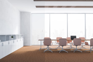White panoramic meeting room interior