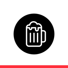 Beer vector icon, drink symbol. Simple, flat design for web or mobile app