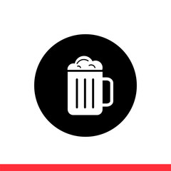 Beer vector icon, drink symbol. Simple, flat design for web or mobile app