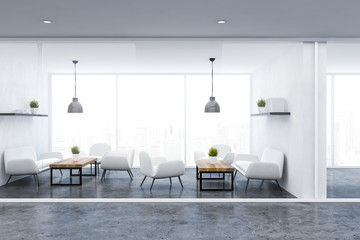 White office waiting room with sofas