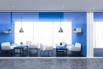 Blue office waiting room interior