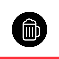 Beer vector icon, drink symbol. Simple, flat design for web or mobile app
