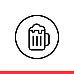 Beer vector icon, drink symbol. Simple, flat design for web or mobile app