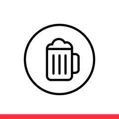 Beer vector icon, drink symbol. Simple, flat design for web or mobile app