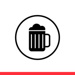 Beer vector icon, drink symbol. Simple, flat design for web or mobile app