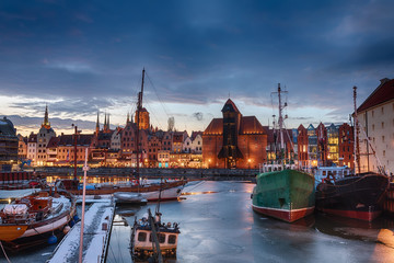 Fototapeta premium View on Zuraw in Gdansk from the port harbour of the Motlawa near Olowianka island