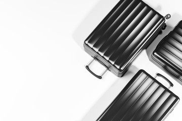 Top view of black suitcases