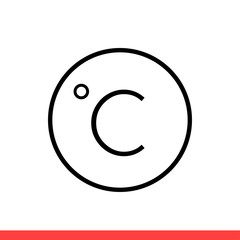 Obraz premium C degree vector icon, celsius symbol. Simple, flat design for web or mobile app
