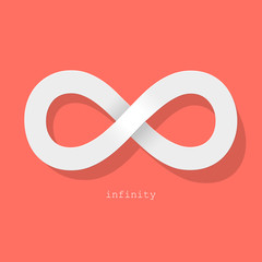 Infinity symbol white on a Coral color background