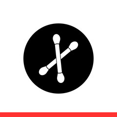 Cotton swab vector icon, safety symbol. Simple, flat design for web or mobile app