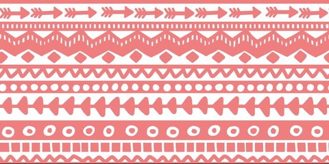 Vector seamless pink and white illustration. Ethnic hand drawn pattern for wallpaper,fabric, textile