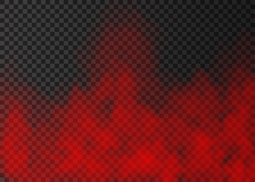 Red Smoke  Isolated On Transparent Background.