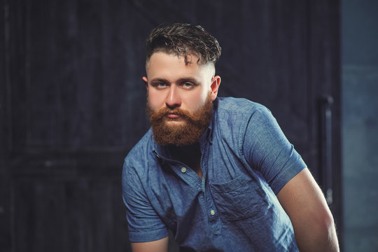 Cheerful Bearded Man Greets By Taking Off A Hat - Studio Shots