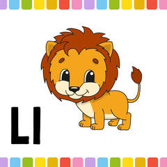 Animal alphabet. Zoo ABC. Cartoon cute animals isolated on white background. For kids education. Learning letters. Vector illustration.