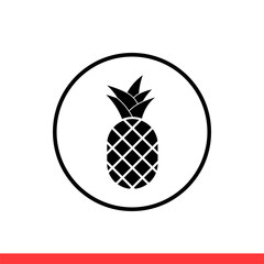 Pineapple vector icon, fruit symbol. Simple, flat design for web or mobile app