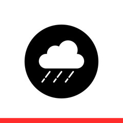 Rainy cloud vector icon, weather symbol. Simple, flat design for web or mobile app