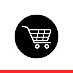 Shopping cart vector icon, basket symbol. Simple, flat design for web or mobile app