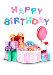 watercolor greetings card with a birthday