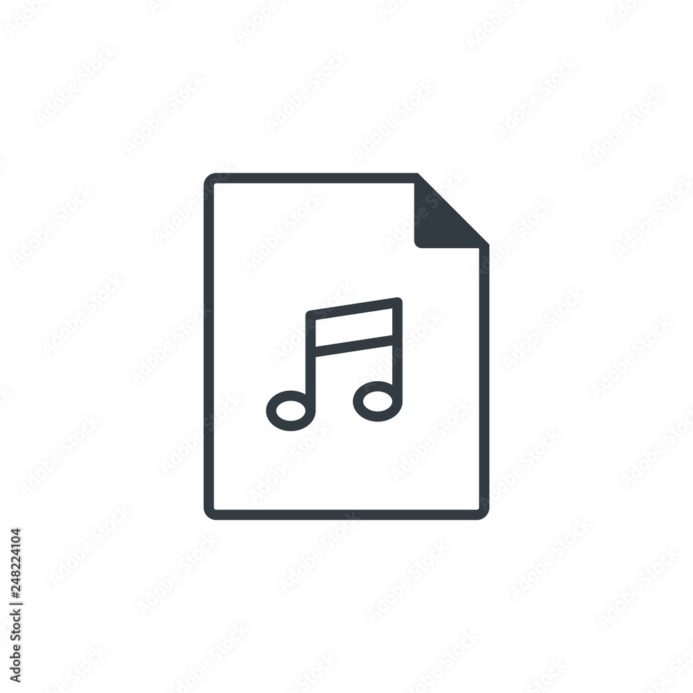 Poster black single line musical document data file format icon concept. simple modern flat design element 