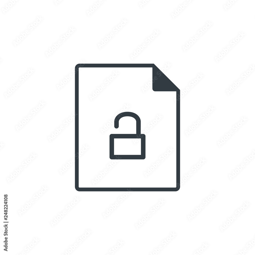 Aufkleber black single line unlock document data file format icon concept. simple modern flat design element f