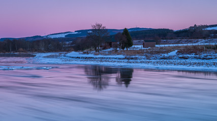 Winter ice on River Dee