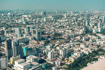 Naklejka na ściany i meble Aerial view of Bangkok from Baiyoke sky hotel.