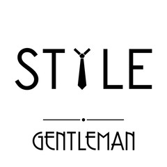 Logotipo abstracto con texto GENTLEMAN con texto STYLE con corbata en color negro