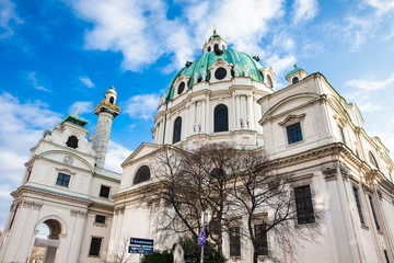 Saint Charles Church located on the south side of Karlsplatz in Vienna built on 1737