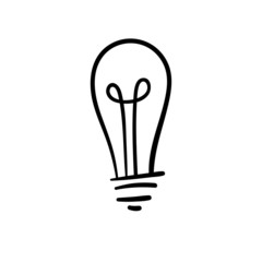 Light bulb doodle, hand drawn idea icon