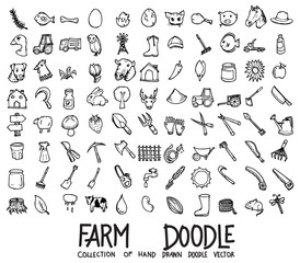 Set of Farm icons Drawing illustration Hand drawn doodle Sketch line vector eps10