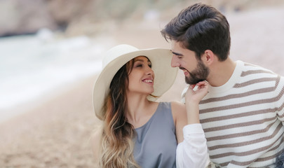 happy couple on the beach