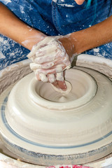 Potter hrowing a pot on a wheel