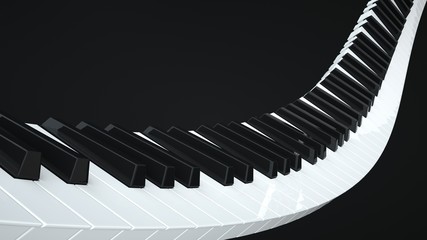 Abstract Piano Keyboard Isolated On The Black Background - 3D Illustration