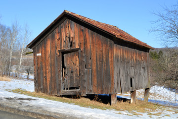 abandoned farm shed