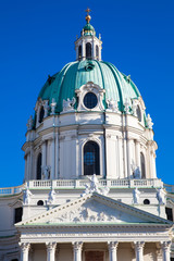 Saint Charles Church located on the south side of Karlsplatz in Vienna built on 1737