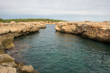 The coast in the bassa cove of San Antonio, Ibiza
