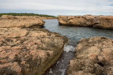 Fototapeta na wymiar The coast in the bassa cove of San Antonio, Ibiza