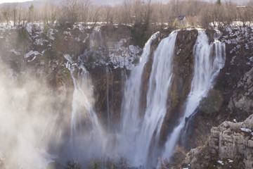 Long exposure shot of massive waterfall