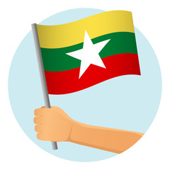 Burma flag in hand