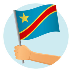 Democratic Republic of the Congo flag in hand