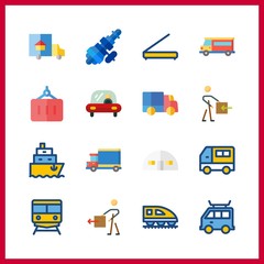 16 logistic icon. Vector illustration logistic set. van and container icons for logistic works