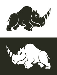 Rhino silhouette. Rhino cut out vector icon.