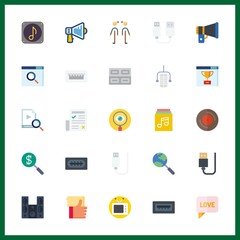 25 media icon. Vector illustration media set. video and music file icons for media works