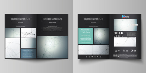 Business templates for bi fold brochure, magazine, flyer, booklet, report. Cover design template, vector layout in A4 size. Genetic and chemical compounds. DNA and neurons. Chemistry, science concept.